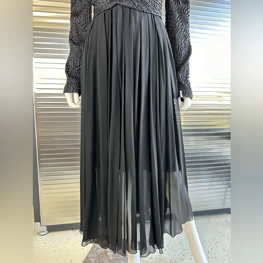 Chanel Vintage Silk Chiffon Camilla Pleated Maxi Evening Gown